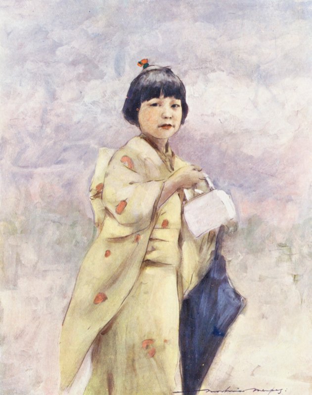 Niños del mundo: Japoneses, de compras (litografía en color) de Mortimer Ludington Menpes
