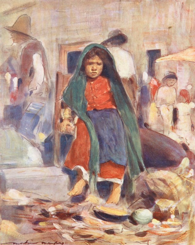 Niños del Mundo: Mexicanos, a por agua (litografía en color) de Mortimer Ludington Menpes