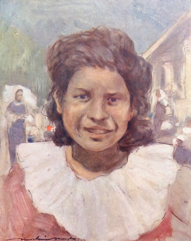Niños del mundo: Mexican, Mexican Girl (litografía en color) de Mortimer Ludington Menpes
