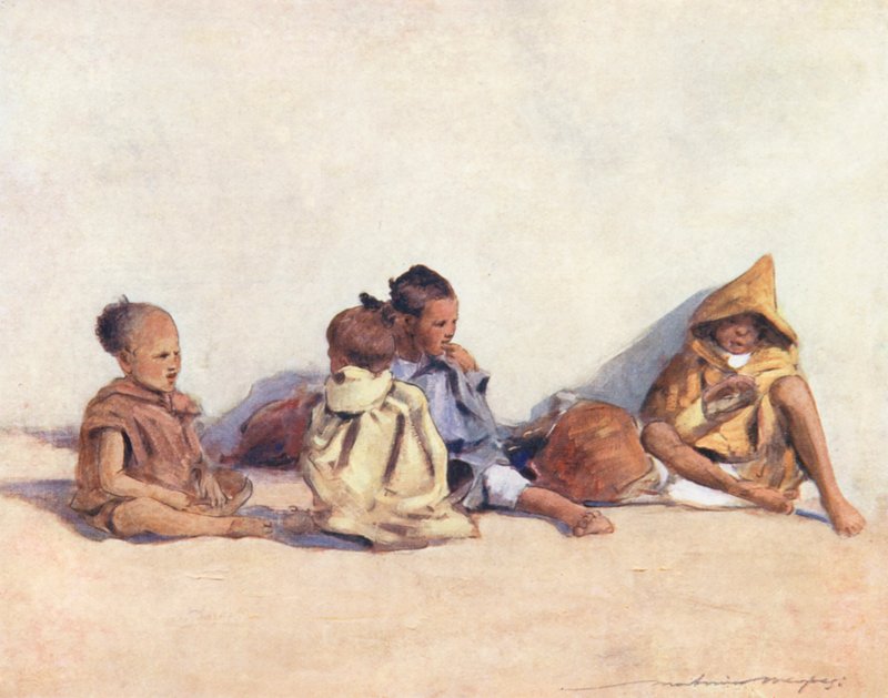 Niños del mundo: Moros, jugando (litografía en color) de Mortimer Ludington Menpes