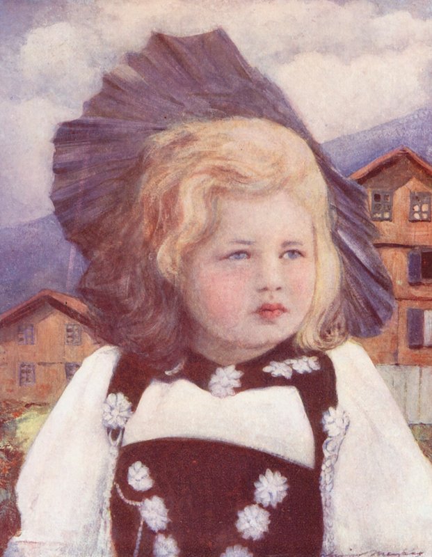 Niños del mundo: Suizos, un bebé de Interlaken (litografía en color) de Mortimer Ludington Menpes