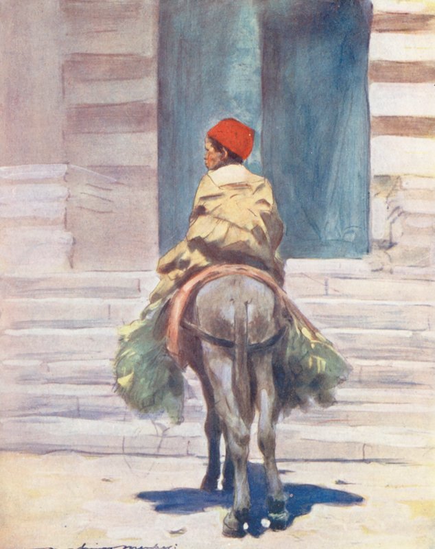 Niños del mundo: El paseo en burro (litografía en color) de Mortimer Ludington Menpes