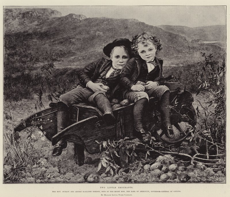 Dos pequeños emigrantes, el Honorable Dudley y Archie Hamilton Gordon, hijos del Muy Honorable el Conde de Aberdeen, Gobernador General de Canadá de Mrs. Louisa Starr Canziani