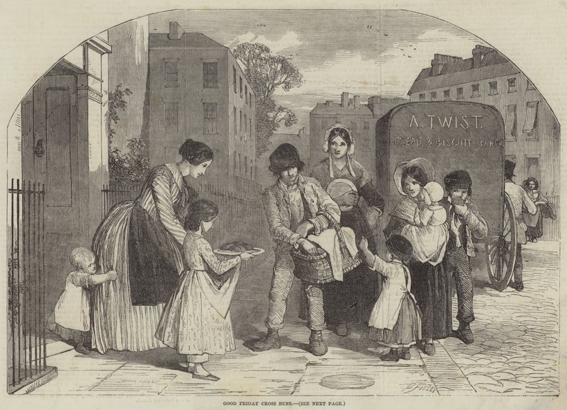 Panecillos de cruz de Viernes Santo de Myles Birket Foster