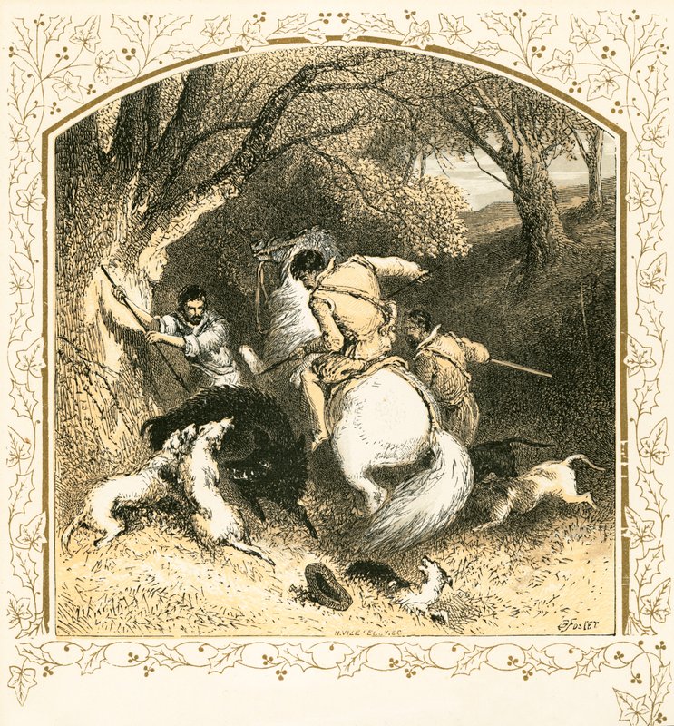 Cazando un jabalí de Myles Birket Foster