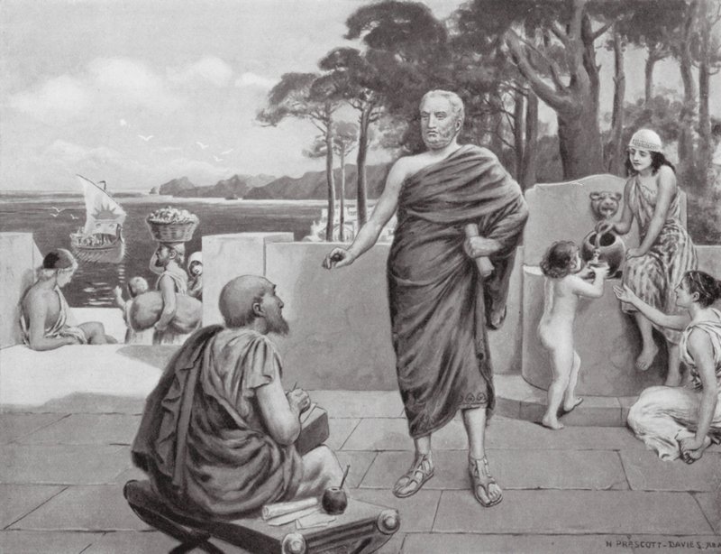 Tucídides en el exilio (litografía) de N. Prescott Davies