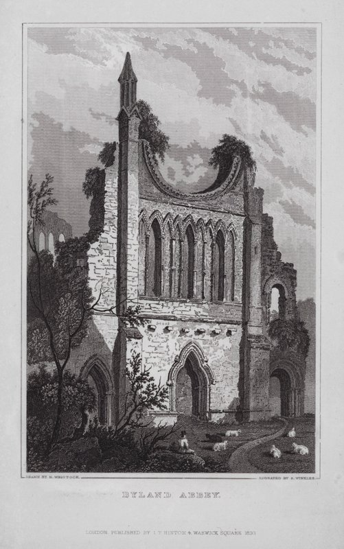 Abadía de Byland (grabado) de Nathaniel (after) Whittock