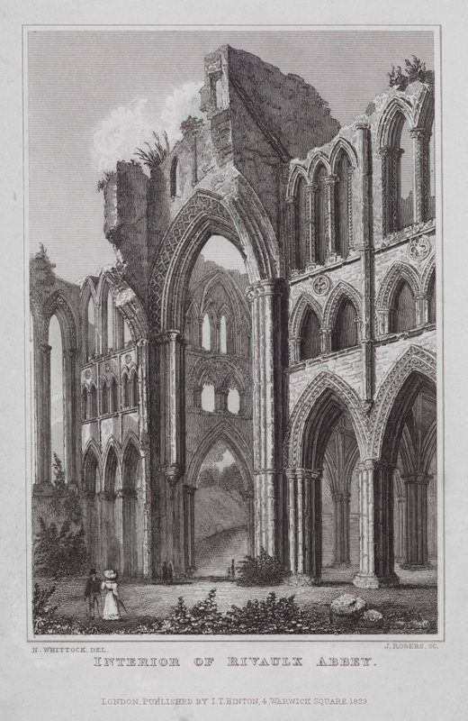 Interior de la Abadía de Rivaulx de Nathaniel (after) Whittock