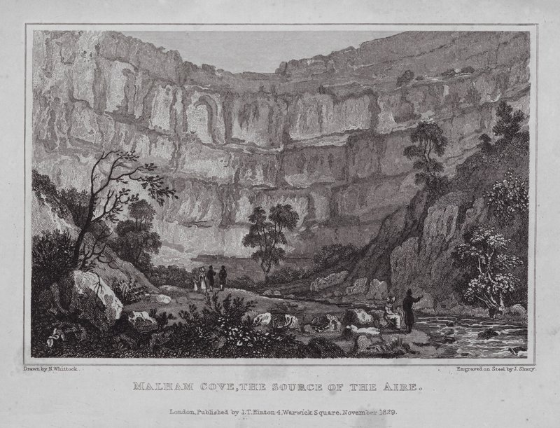 Malham Cove, la fuente del Aire (grabado) de Nathaniel (after) Whittock