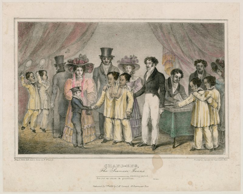 Chang-Eng, los gemelos siameses, 1829 de Nathaniel Whittock