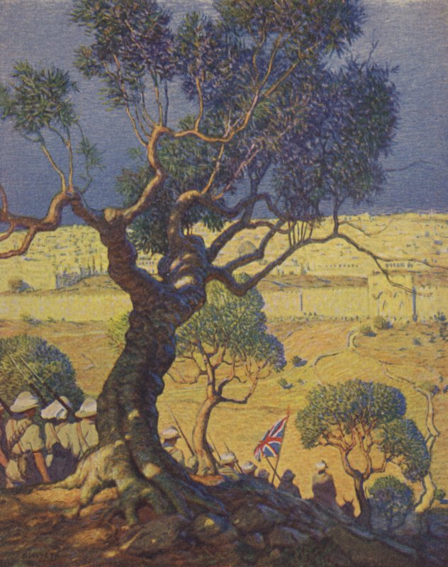 Tropas inglesas descendiendo el Monte de los Olivos de Newell Convers Wyeth