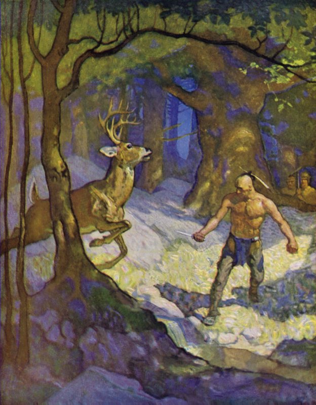 Ilustración para El último mohicano de Newell Convers Wyeth