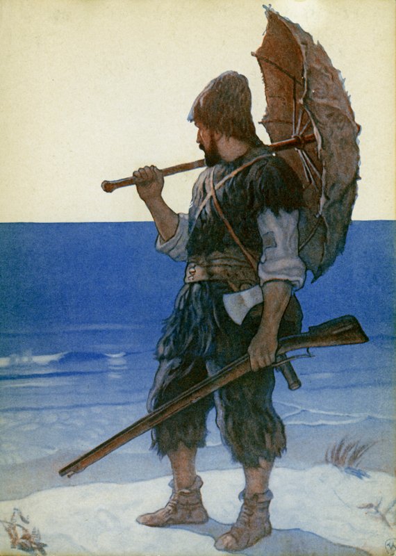 Ilustración para Robinson Crusoe de Newell Convers (after) Wyeth