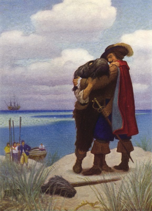 Ilustración para Robinson Crusoe de Newell Convers (after) Wyeth