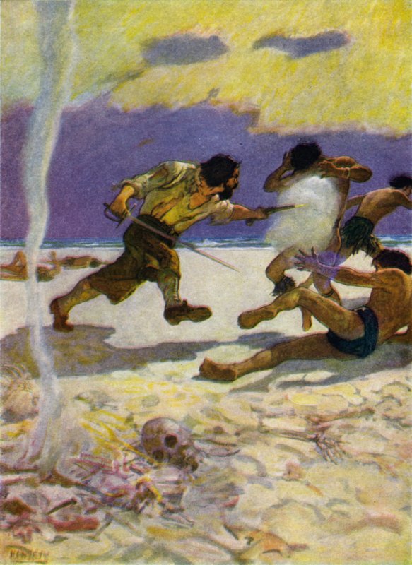 Ilustración para Robinson Crusoe de Newell Convers (after) Wyeth