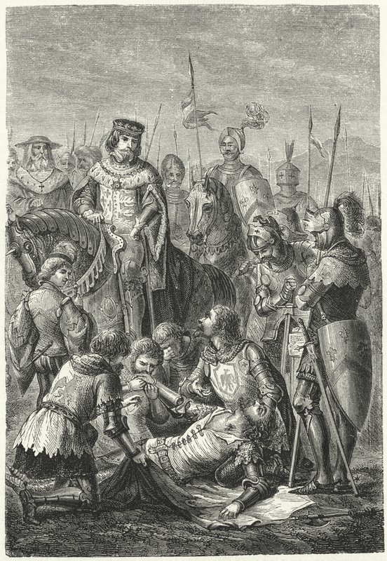 La muerte de Manfredo de Sicilia en la Batalla de Benevento de Niccolo Sanesi