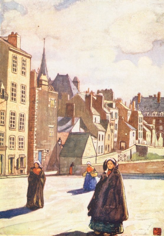 Una calle de Granville (litografía en color) de Nico Jungmann