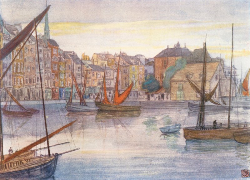Quai Sainte Catherine, Honfleur (litografía en color) de Nico Jungmann