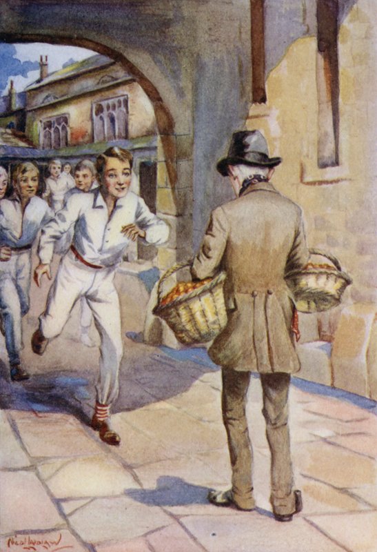 Ilustración para Los días escolares de Tom Brown por Thomas Hughes de Nicol Laidlaw