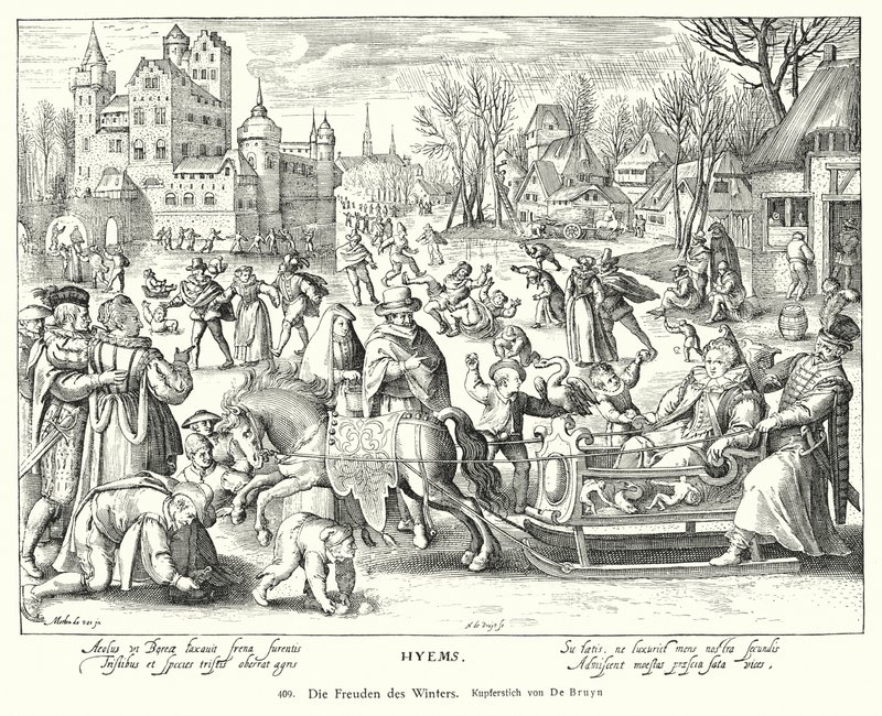 Las alegrías del invierno (grabado en cobre) de Nicolaes de (after) Bruyn
