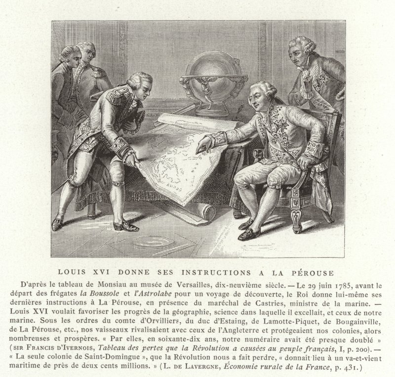 Luis XVI de Francia dando sus instrucciones al Conde de Laperouse, 1785 de Nicolas Andre Monsiau