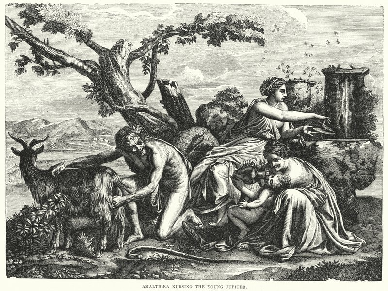 Amaltea amamantando al joven Júpiter de Nicolas Poussin