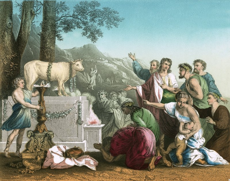 La adoración del becerro de oro de Nicolas Poussin