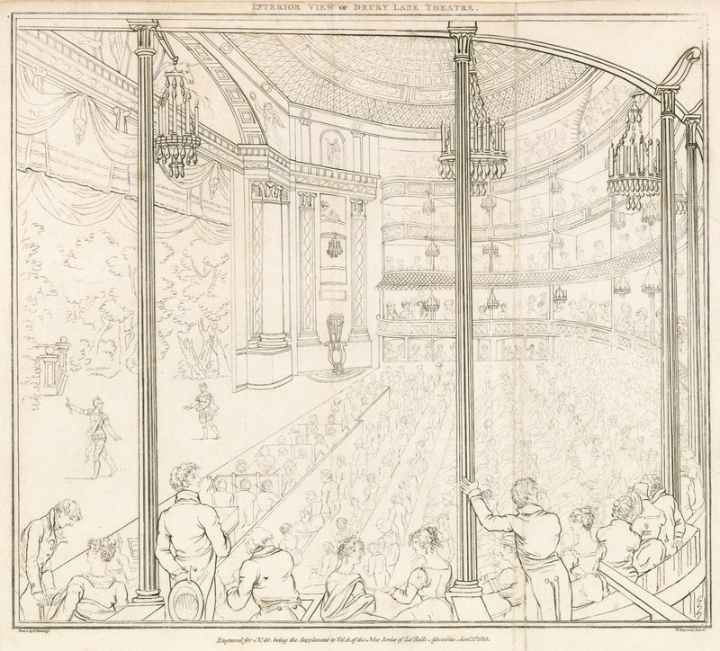 Vista interior del Teatro Drury Lane, Londres de Nicolaus von Heideloff