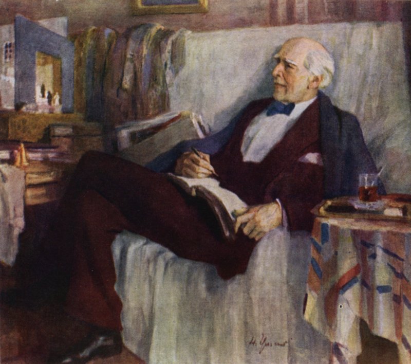 Retrato del actor y director de teatro ruso Konstantin Stanislavski trabajando de Nikolai Pavlovich Ulyanov