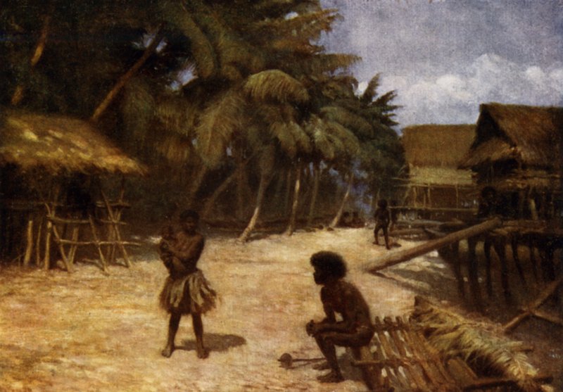 Aldea Motu, Puerto Moresby, Nueva Guinea Británica de Norman Hardy