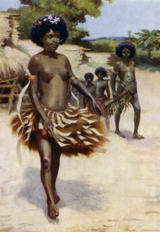 Rumbo al baile Dubu, Nueva Guinea Británica de Norman Hardy