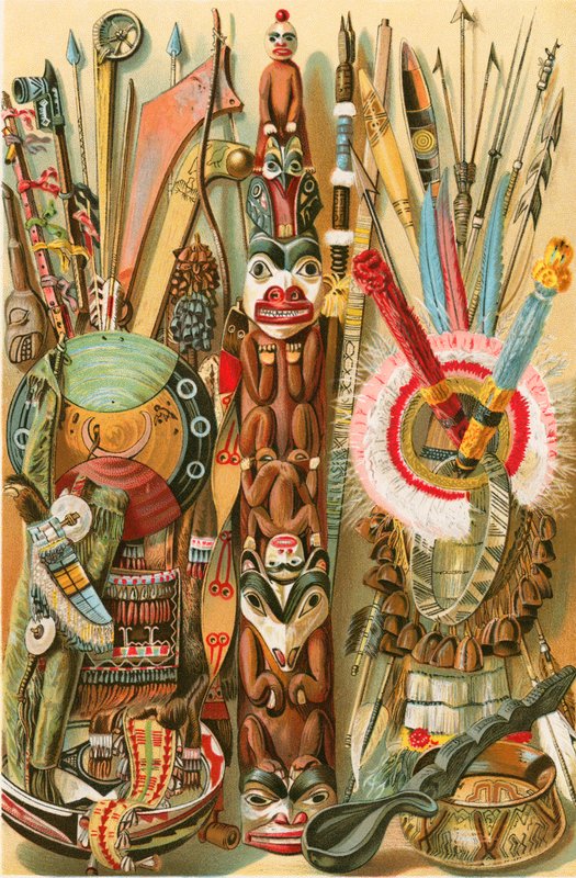 Cultura de los mongoloides americanos: armas y diseños indios de North American