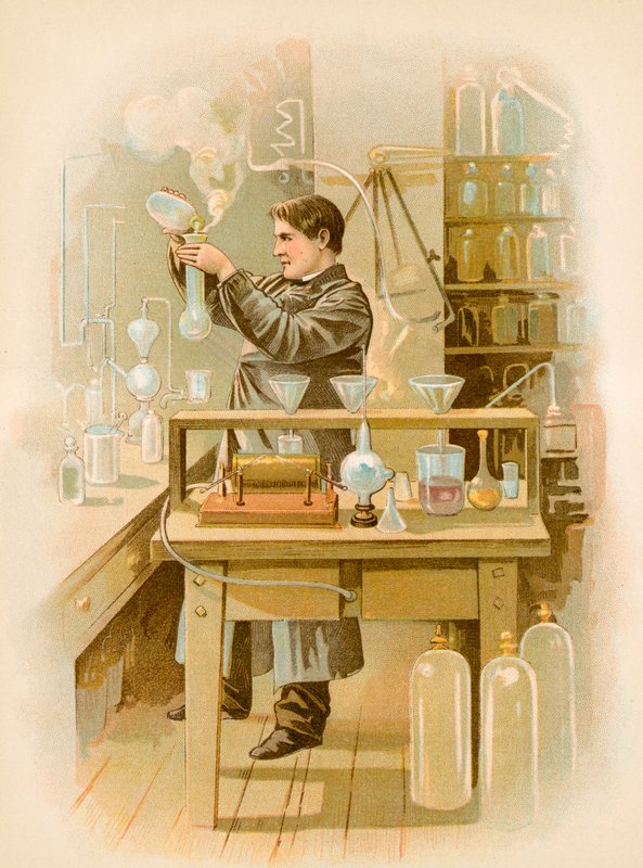 Thomas Edison en su laboratorio de North American