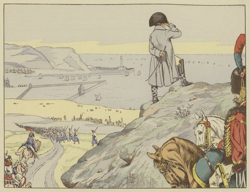 En el campamento de Boulogne, Napoleón miraba constantemente hacia Inglaterra, septiembre de 1803 de Onfray de Breville Job