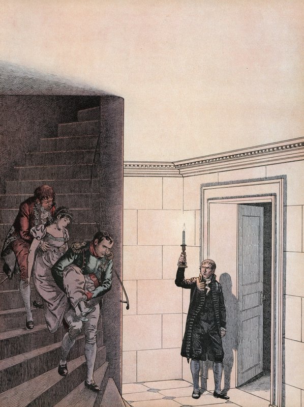 Josefina siendo bajada por una escalera por Napoleón de Onfray de Breville Job