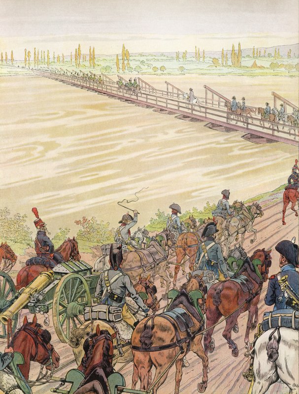 Napoleón cruzando el Rin, 1 de octubre de 1805 de Onfray de Breville Job