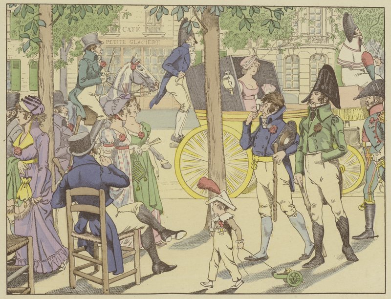Napoleón establece la orden de la Legión de Honor. Los parisinos imitan su cinta usando claveles rojos, 19 de mayo de 1802 de Onfray de Breville Job