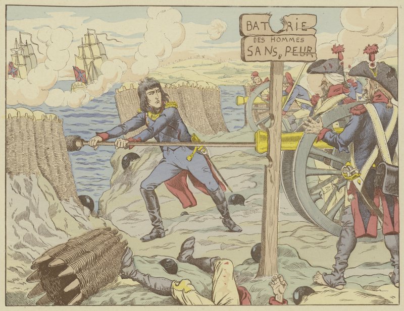 Napoleón cargando un cañón como un soldado común en el Sitio de Tolón, 1793 de Onfray de Breville Job