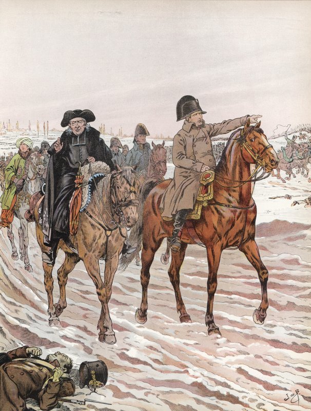 Napoleón, cabalgando junto al Abate Henriot, 1814 de Onfray de Breville Job