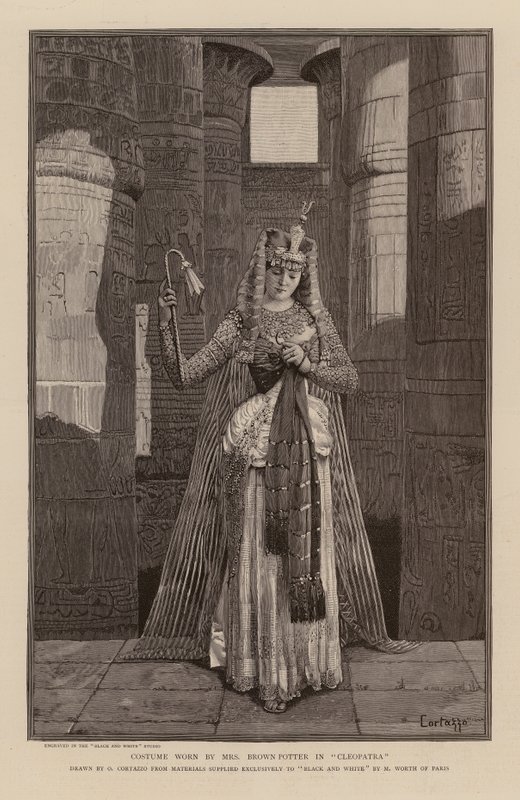 Traje de Cora Urquhart Brown-Potter en Cleopatra (grabado) de Oreste Cortazzo