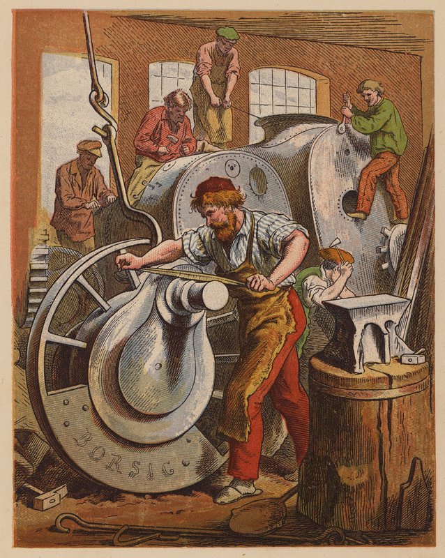Fabricantes de motores (litografía en color) de Oskar Pletsch