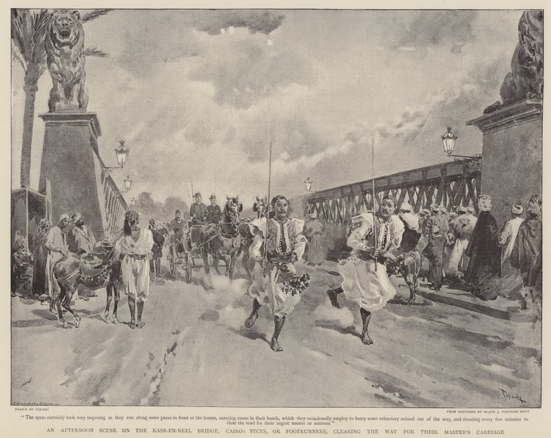 Una escena de tarde en el Puente Kasr-en-neel, El Cairo de Oswaldo Tofani