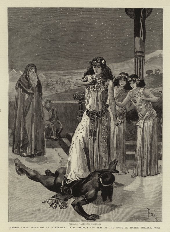 Madame Sarah Bernhardt como Cleopatra en la nueva obra de M Sardou en el Teatro Porte St Martin, París de Oswaldo Tofani