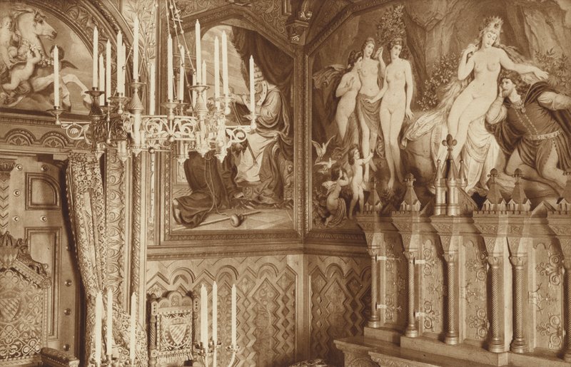 Castillo de Neuschwanstein del rey de Baviera, estudio, imágenes de la leyenda de Tannhäuser de Otto Ballerstedt