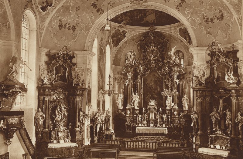 Iglesia parroquial, Oberammergau, interior de la iglesia de Otto Ballerstedt