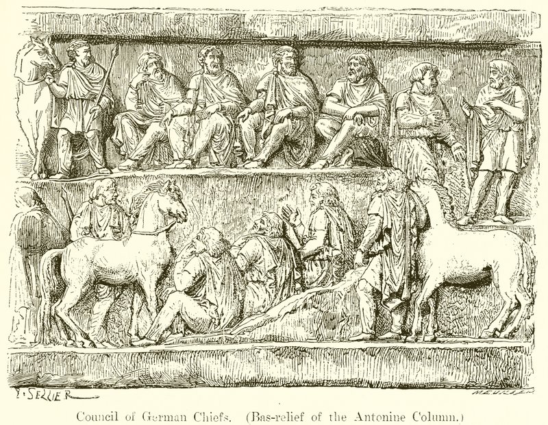 Consejo de jefes alemanes. (Bajo relieve de la Columna Antonina) de P. Sellier