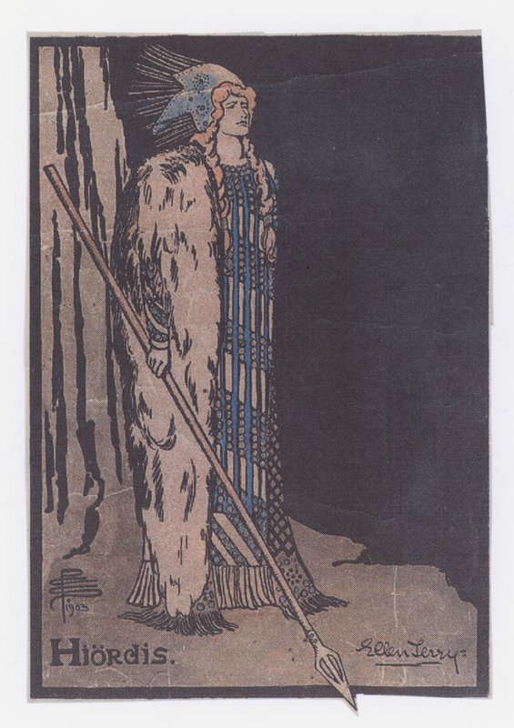 Ellen Terry como Hiordis en Los Vikingos de Ibsen de Pamela Colman Smith