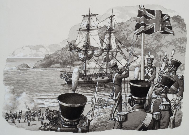 Llegada a Australia Occidental el 21 de enero de 1827 (gouache sobre papel) de Pat (1907 95) Nicolle