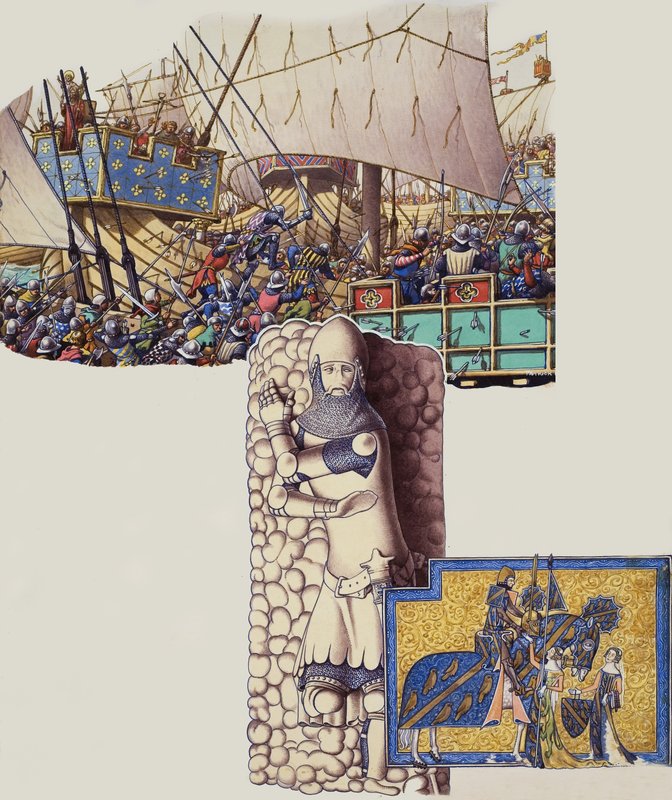 Batalla de Sluys de Pat (1907-95) Nicolle