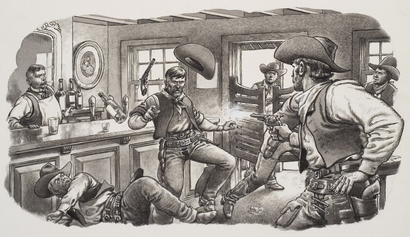 Cowboys of Oregon (gouache sobre papel) de Pat (1907-95) Nicolle